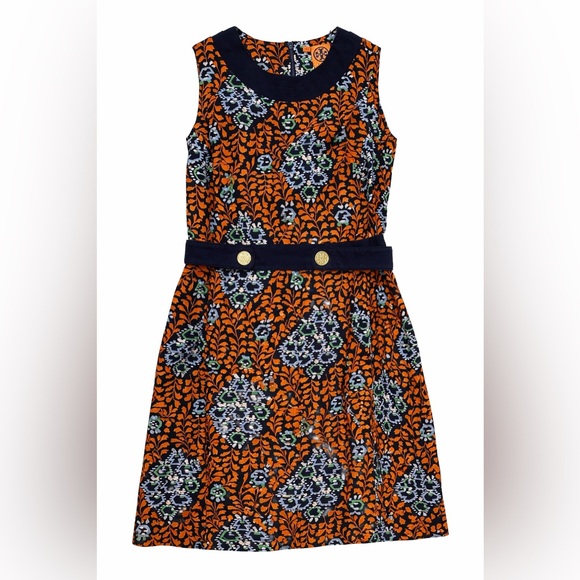 Tory Burch Dresses & Skirts - Tory Burch Melanie Linen Floral Sheath Dress Navy Orange Sleeveless Size 10